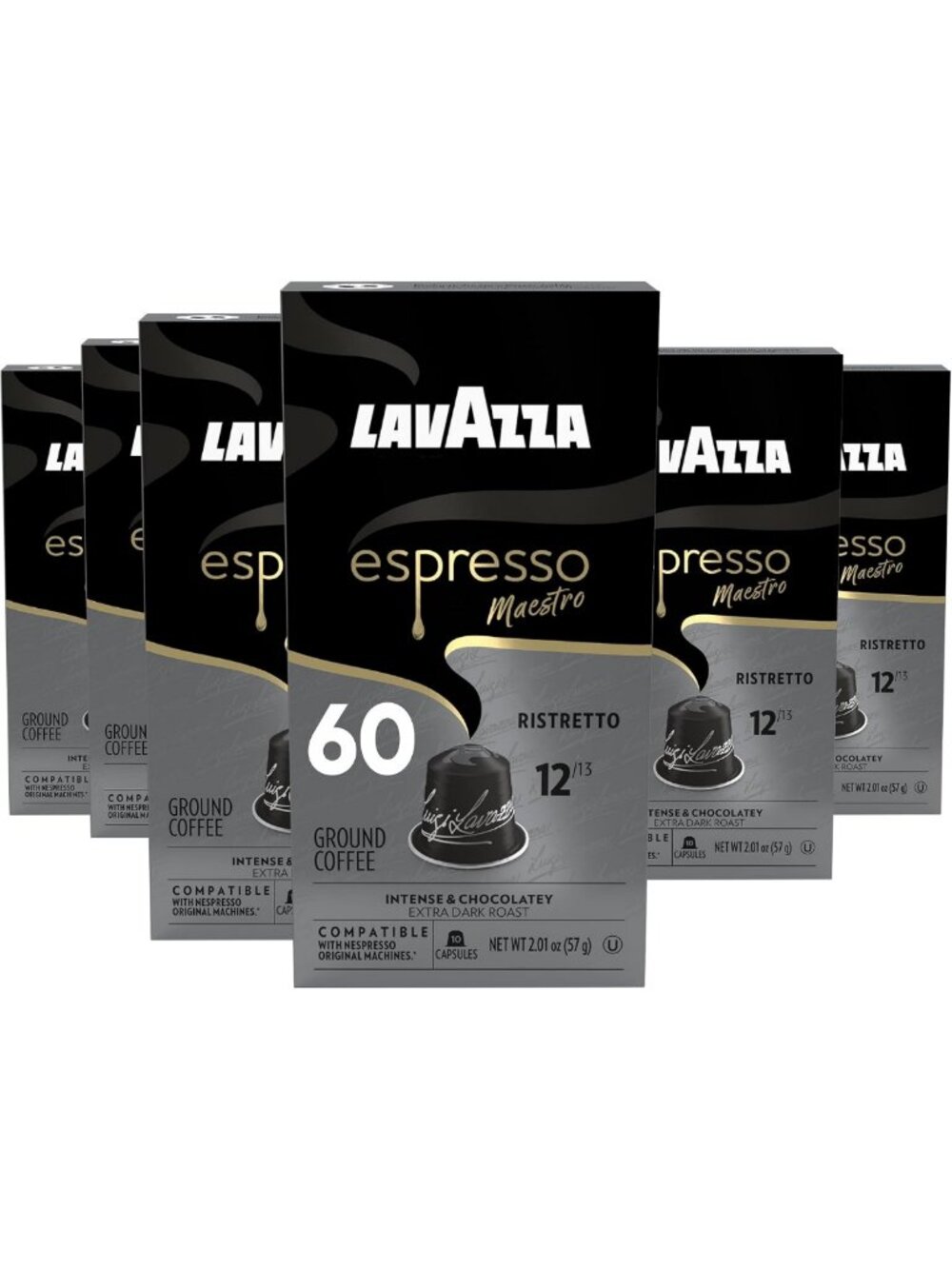 Dark Espresso Capsules for Nespresso Machines - Ristretto Blend, 60 Count